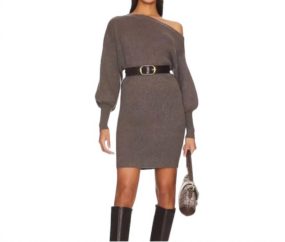 NEW LINE AND DOT long sleeve sweater mini dress in gray